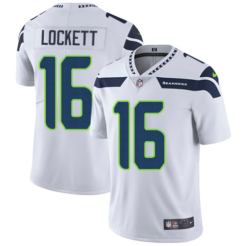 Nike Seahawks #16 Tyler Lockett White Men's Stitched NFL Vapor Untouchable Limited Jersey - Click Image to Close
